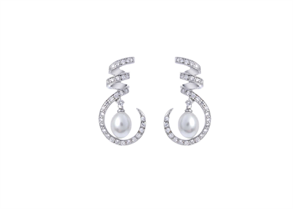 White Gold Plated | Cubic Zirconia Set Stud Earrings